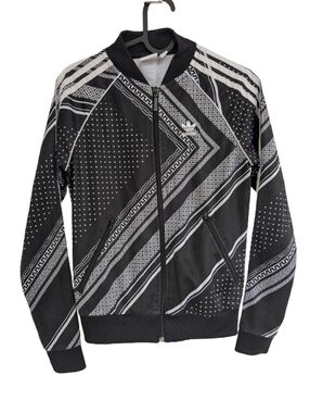 Adidas Originals Kids Graphic Track Jacket Black Silver Zip XXS 6T